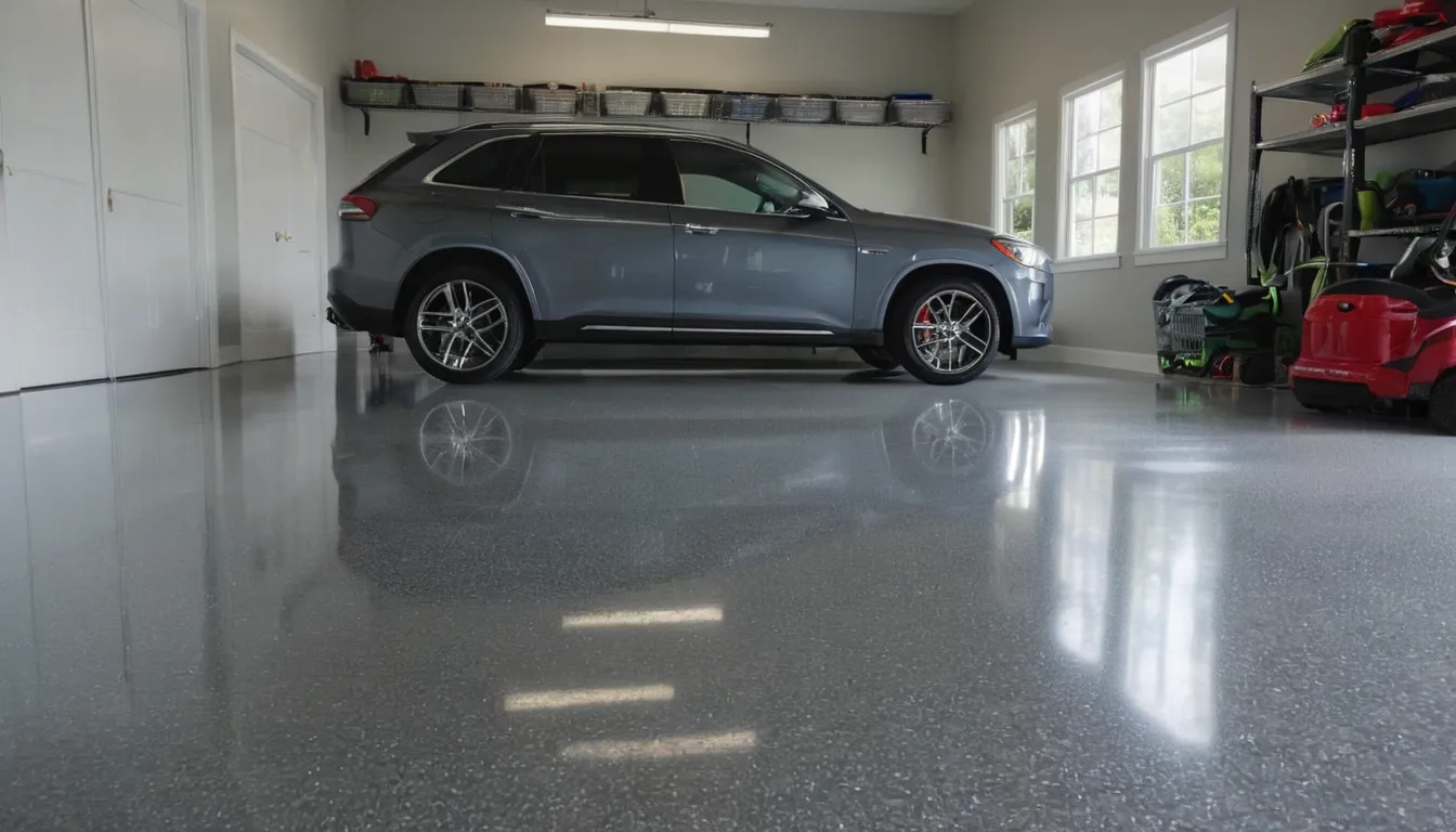 Freshly coated epoxy garage floor in a Aberdeen home